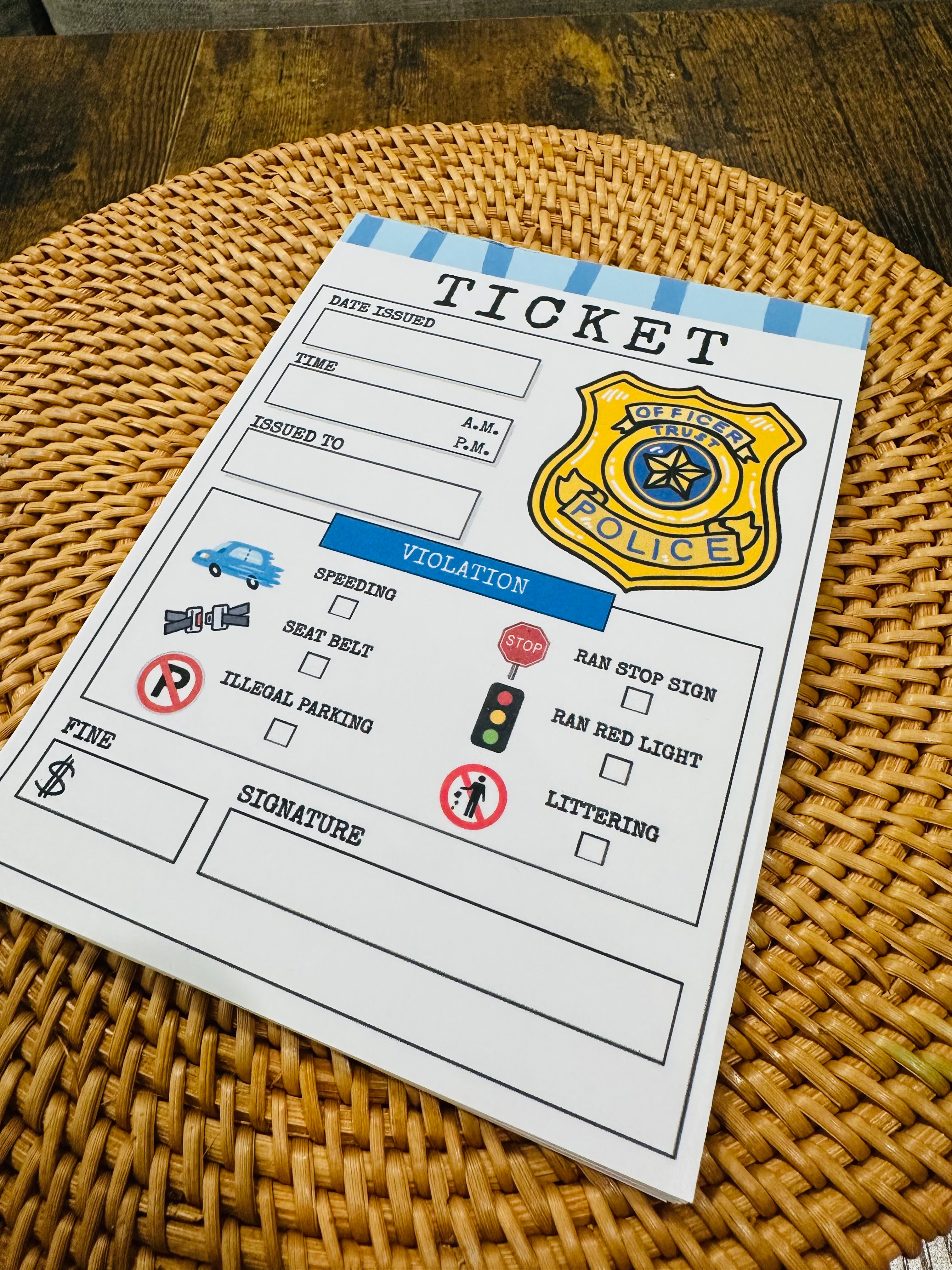 Police Ticket Pretend Play Pad