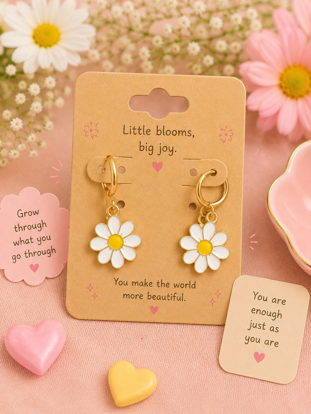 White Daisy Earrings