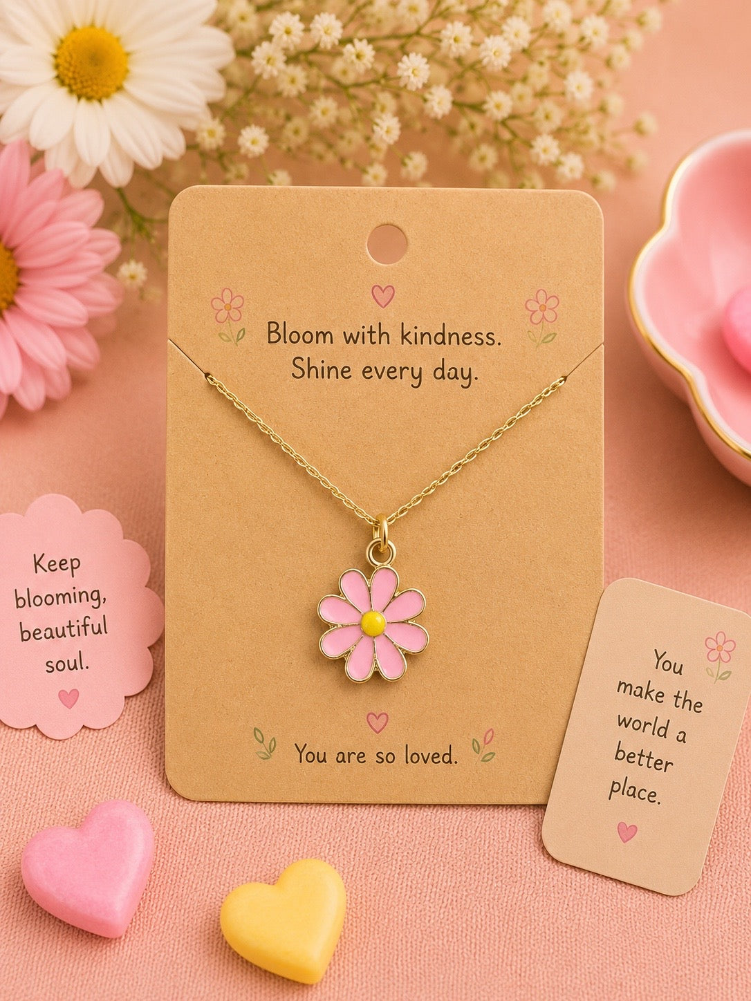Pink Daisy Necklace
