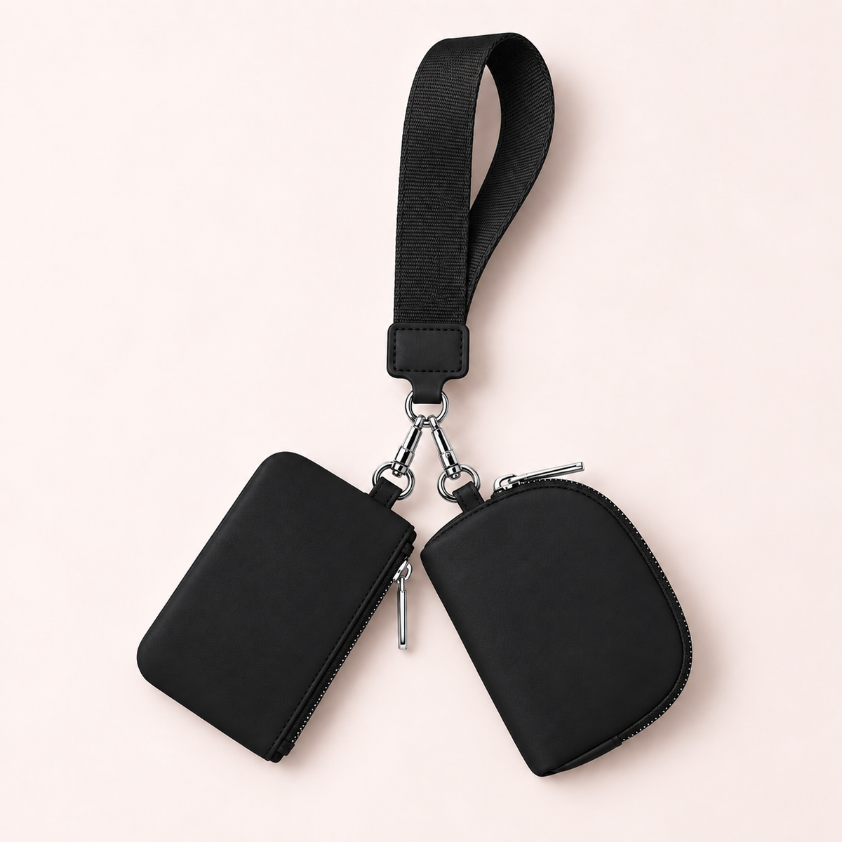 Black Double-Pouch Wristlet