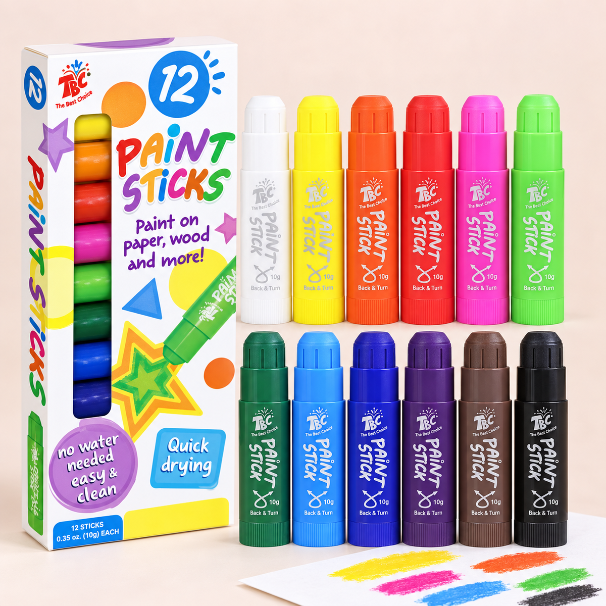 Classic Colors Tempera Paint Sticks – Set of 12