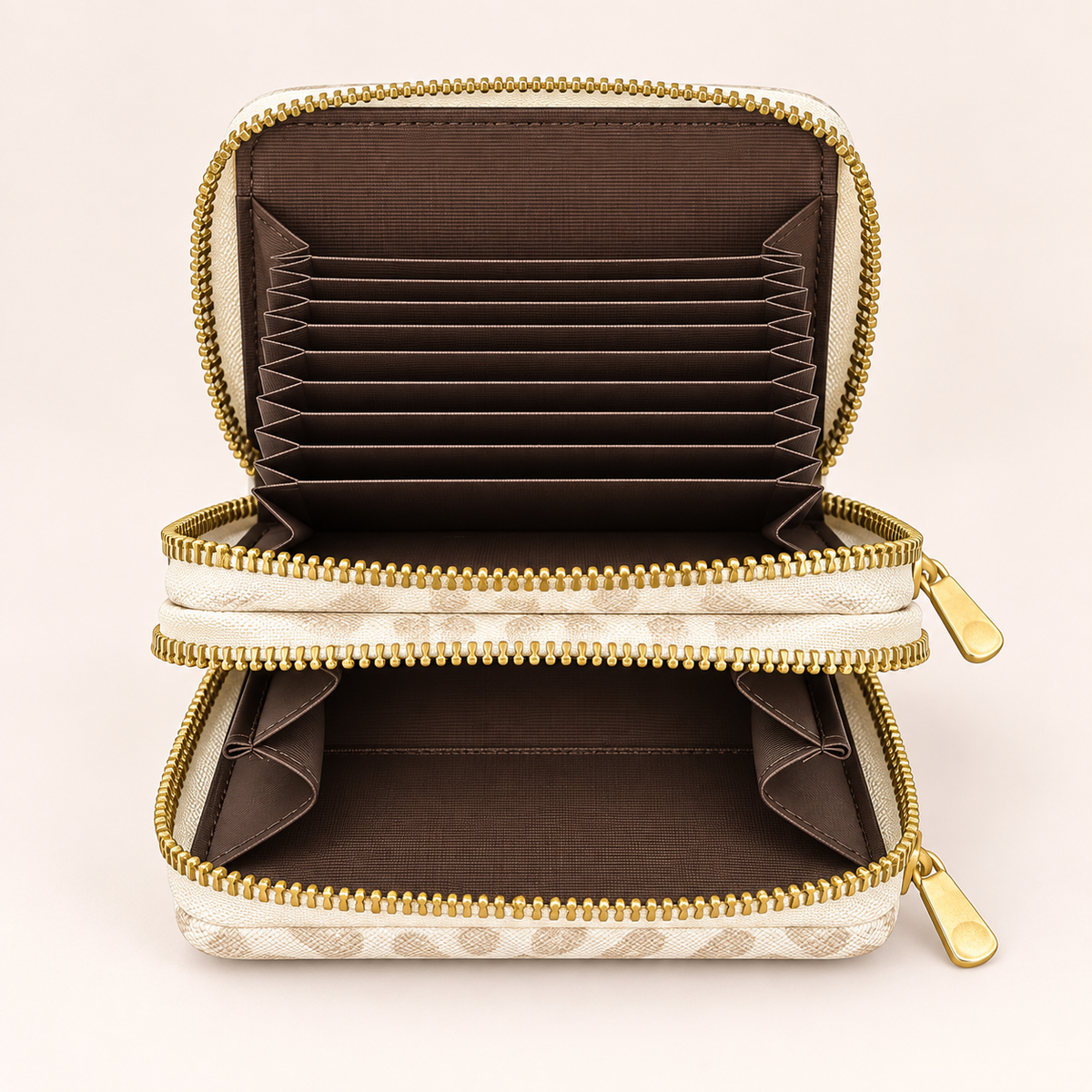 Ivory Leopard Double-Zip Wallet