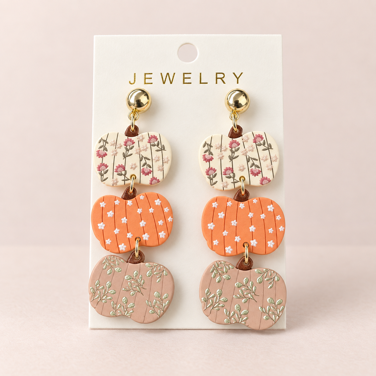 Floral Stacked Pumpkin Earrings