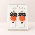Spooky Cute Bow, Pumpkin & Ghost Earrings