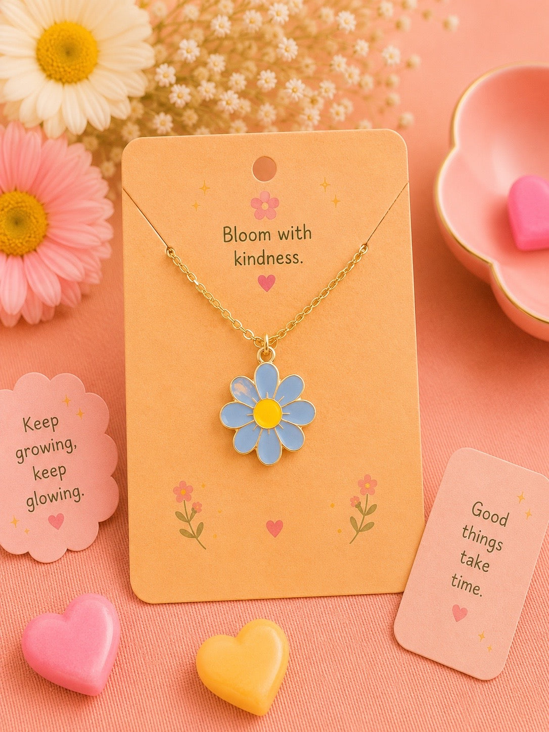 Blue Daisy Necklace