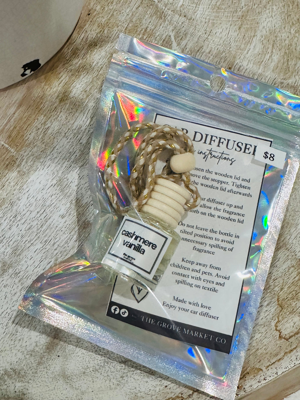 Car Diffuser Air Freshener – Long Lasting Car Freshie | Hanging Car Scent | Refillable Wood Cap Diffuser