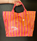 Pink and Orange Striped Tote Bag