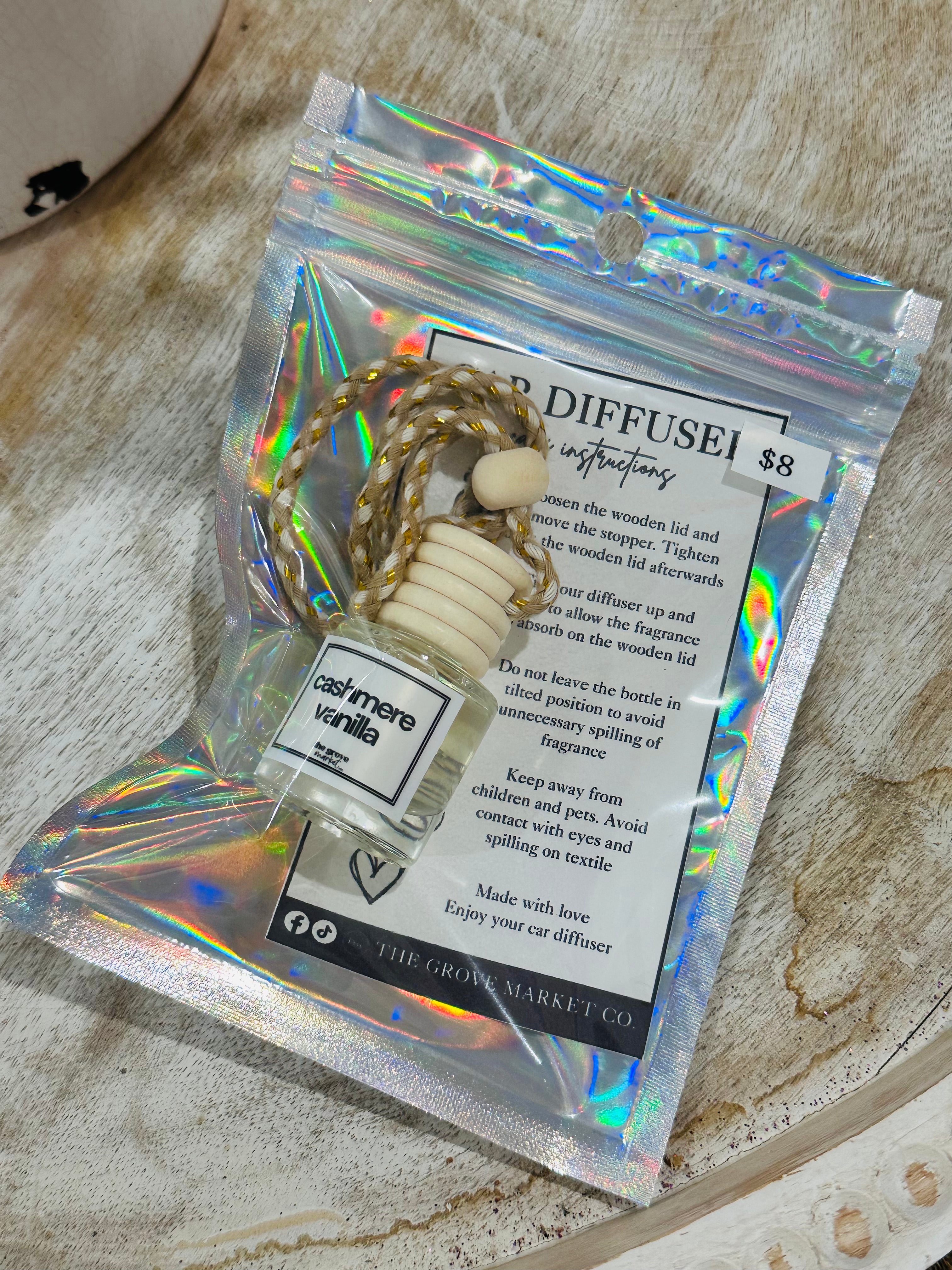 Car Diffuser Air Freshener – Long Lasting Car Freshie | Hanging Car Scent | Refillable Wood Cap Diffuser