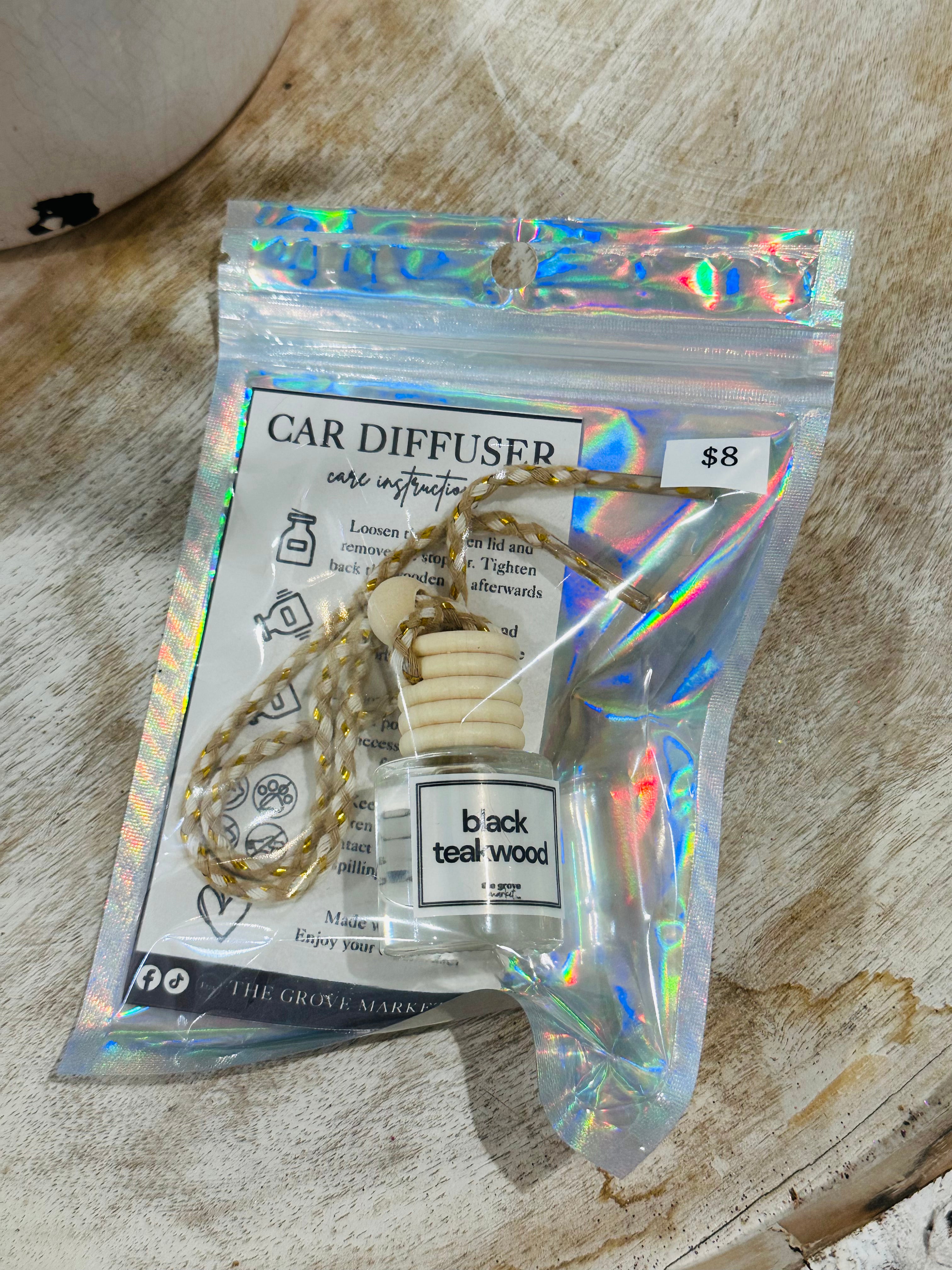 Car Diffuser Air Freshener – Long Lasting Car Freshie | Hanging Car Scent | Refillable Wood Cap Diffuser