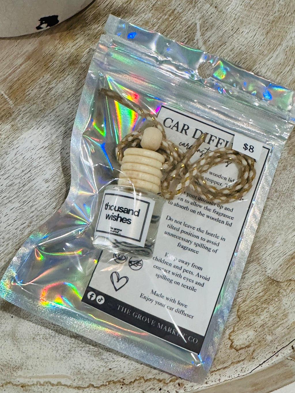 Car Diffuser Air Freshener – Long Lasting Car Freshie | Hanging Car Scent | Refillable Wood Cap Diffuser