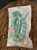 Blue Beaded Keychain