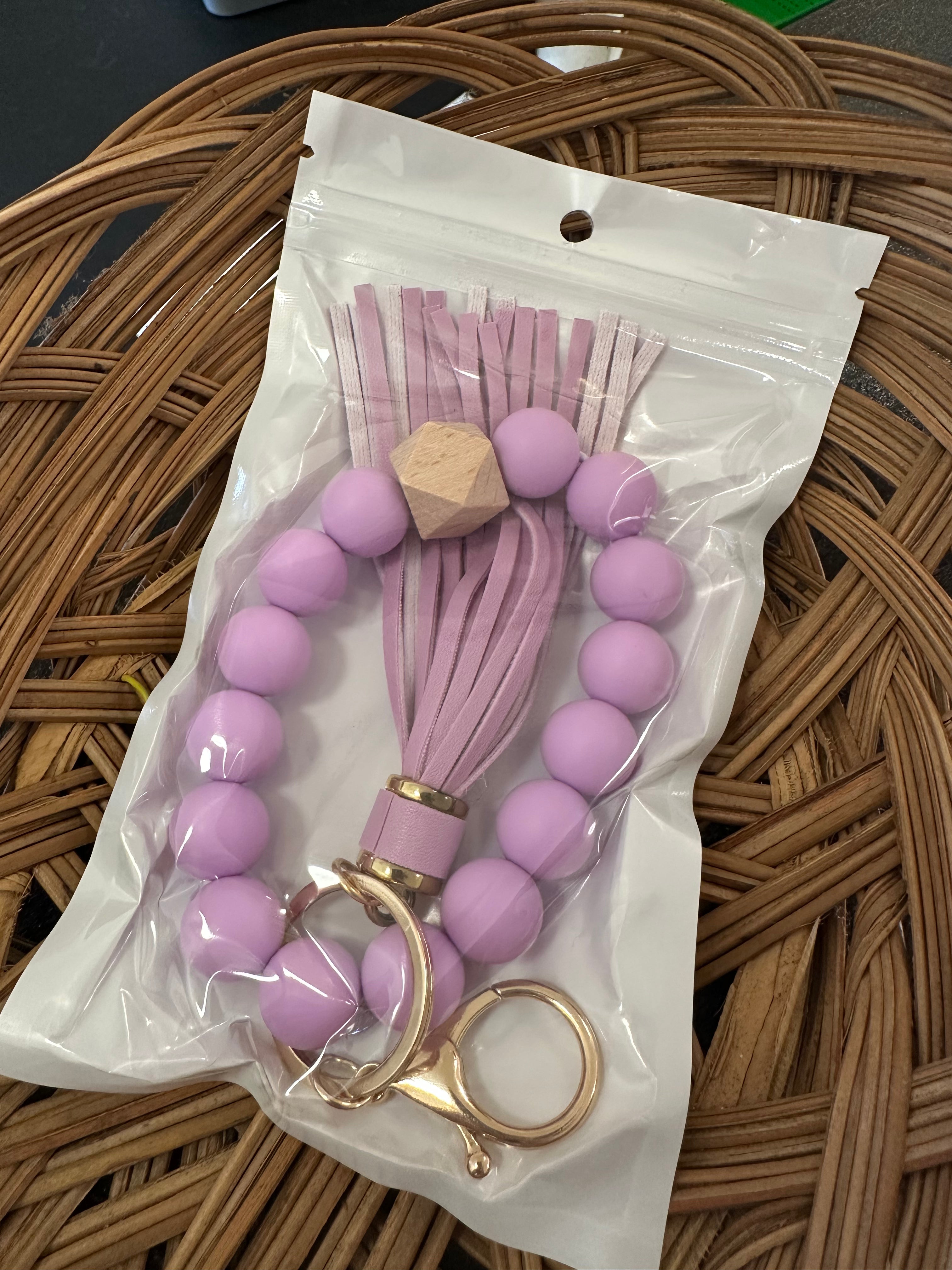 Purple Beaded Keychain
