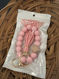 Pink Beaded Keychain