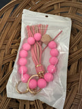 Hot Pink Beaded Keychain