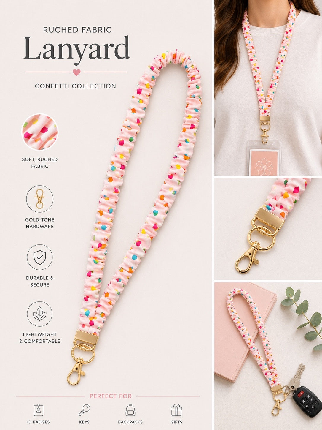 Lanyard - Pink Dottie