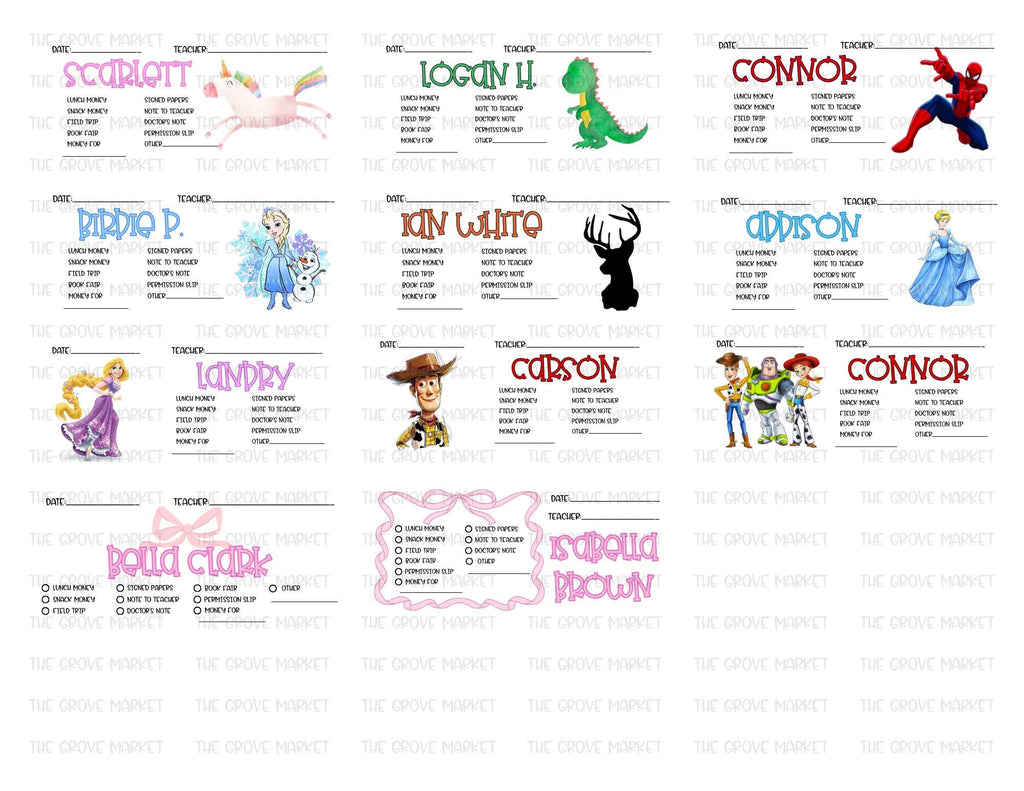 Personalized School Envelopes- Set of 12