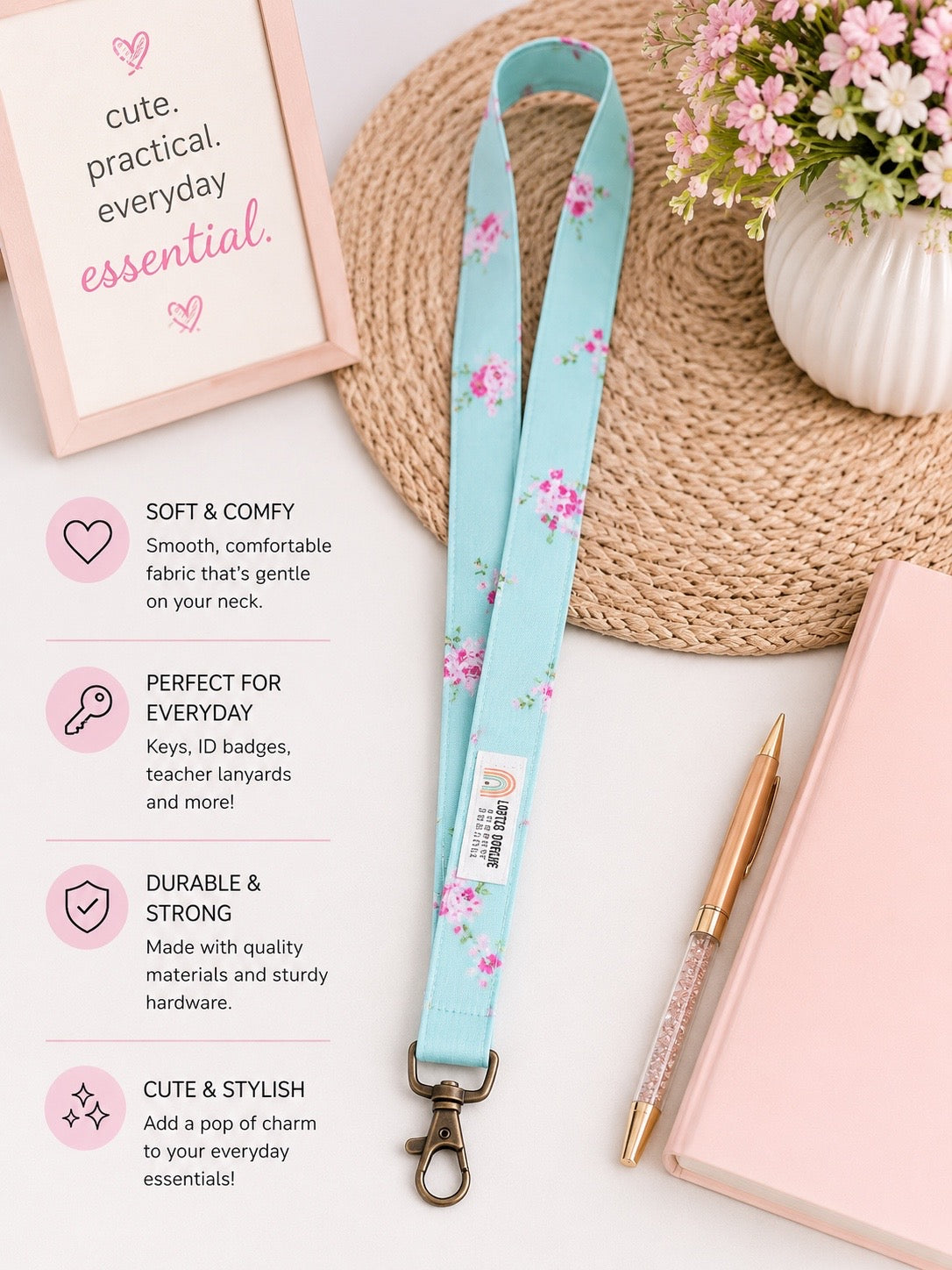 Lanyard - Blue Floral