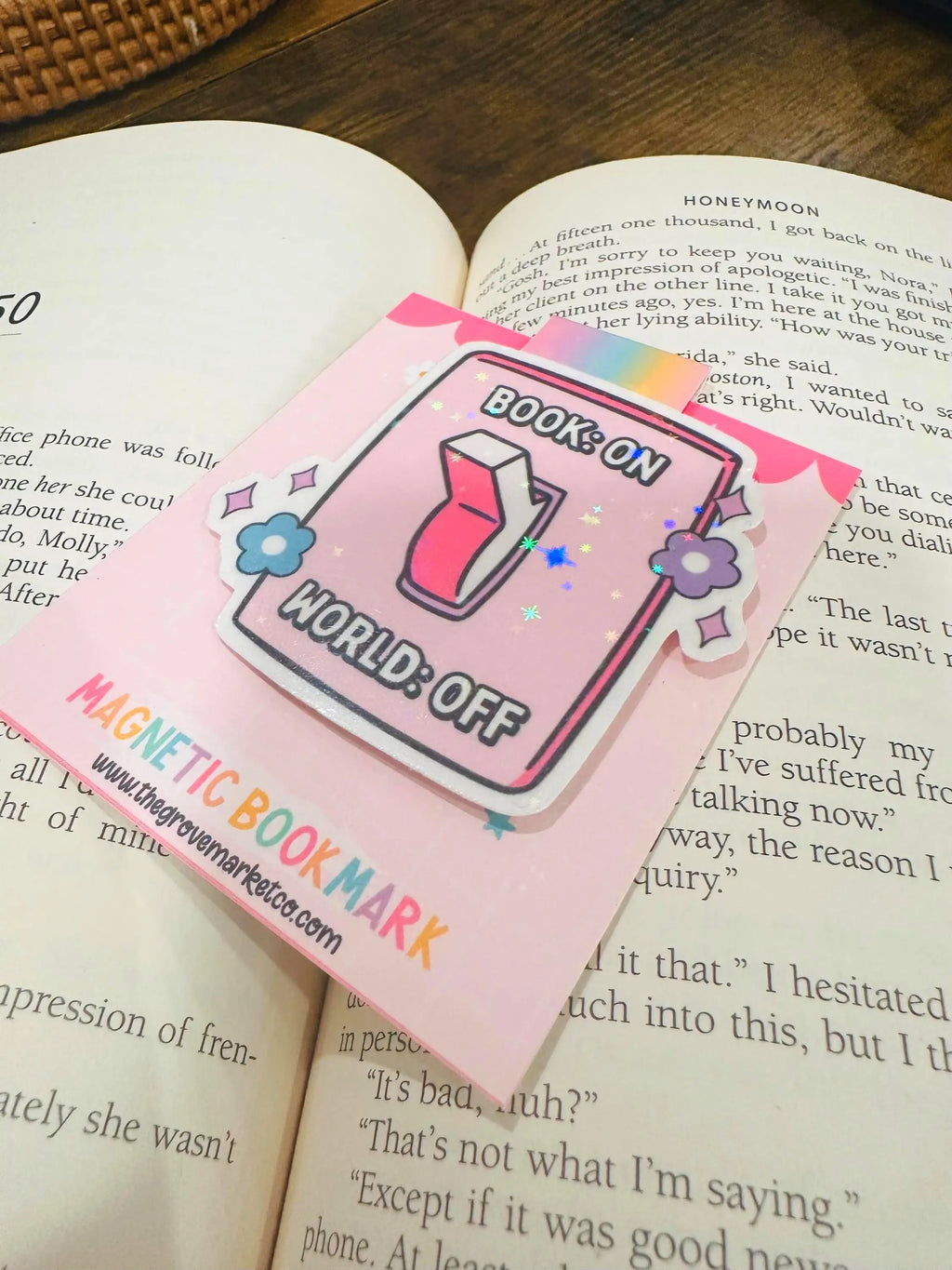 Book On, World Off  Magnetic Bookmark