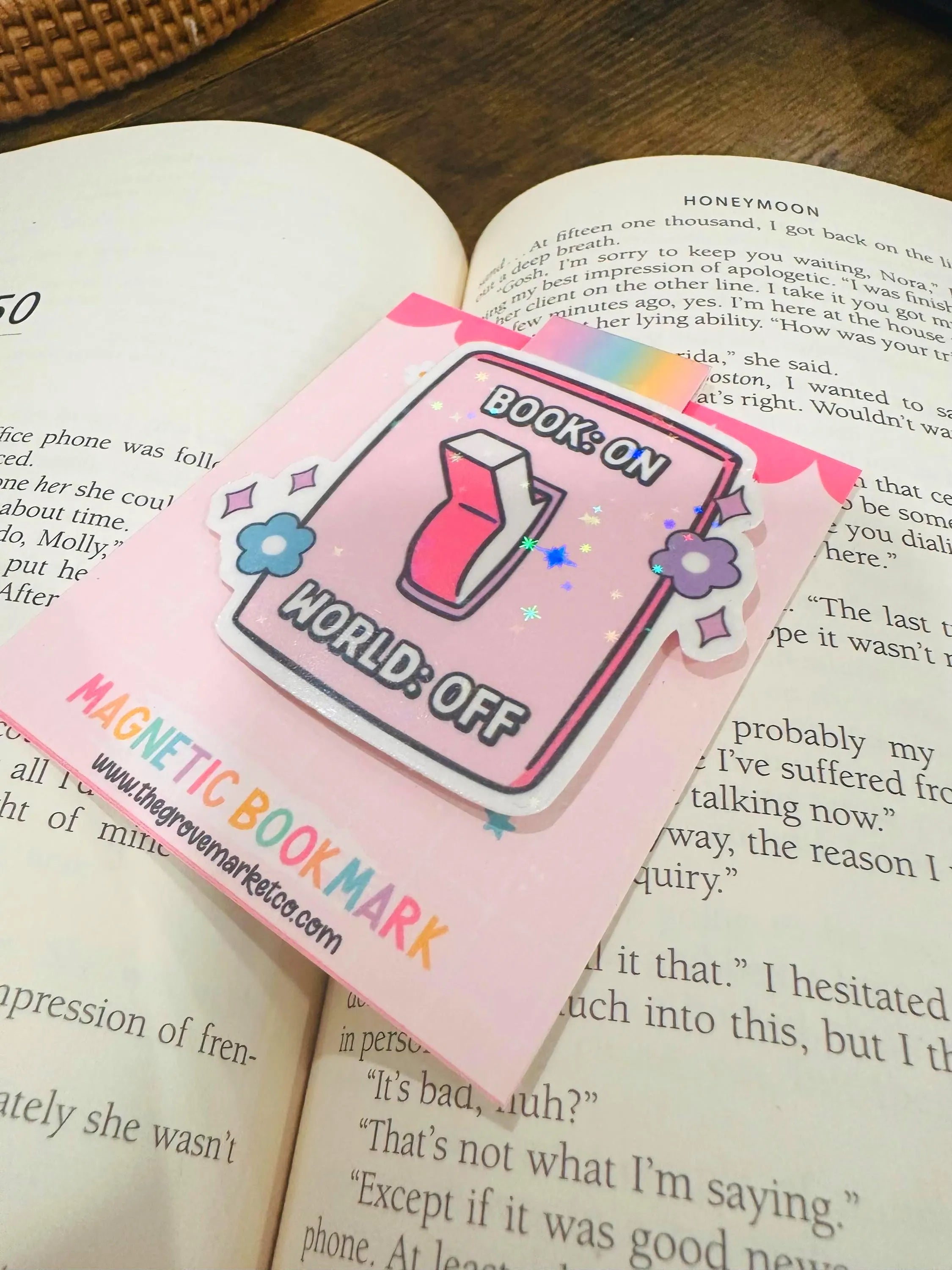 Book On, World Off  Magnetic Bookmark